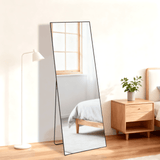 56" Black Aluminum Freestanding And Wall Mounted Framed Full Length Mirror - HomeRoots - Flyclothing LLC