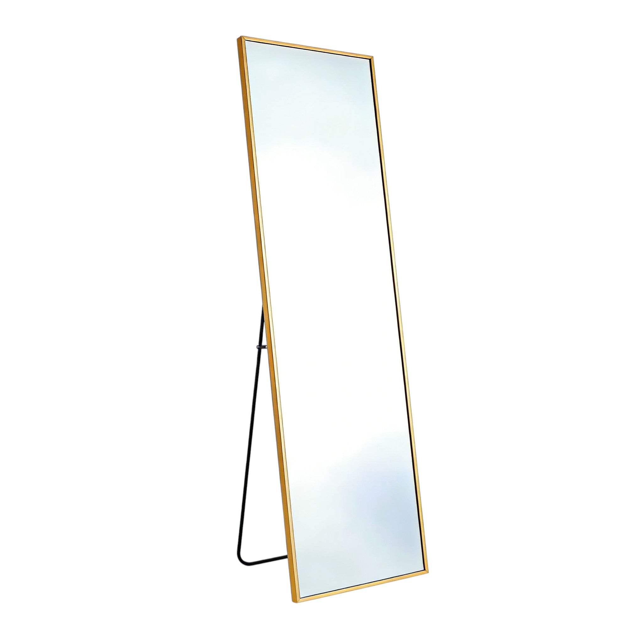 56" Gold Aluminum Freestanding And Wall Mounted Framed Full Length Mirror - HomeRoots - Flyclothing LLC
