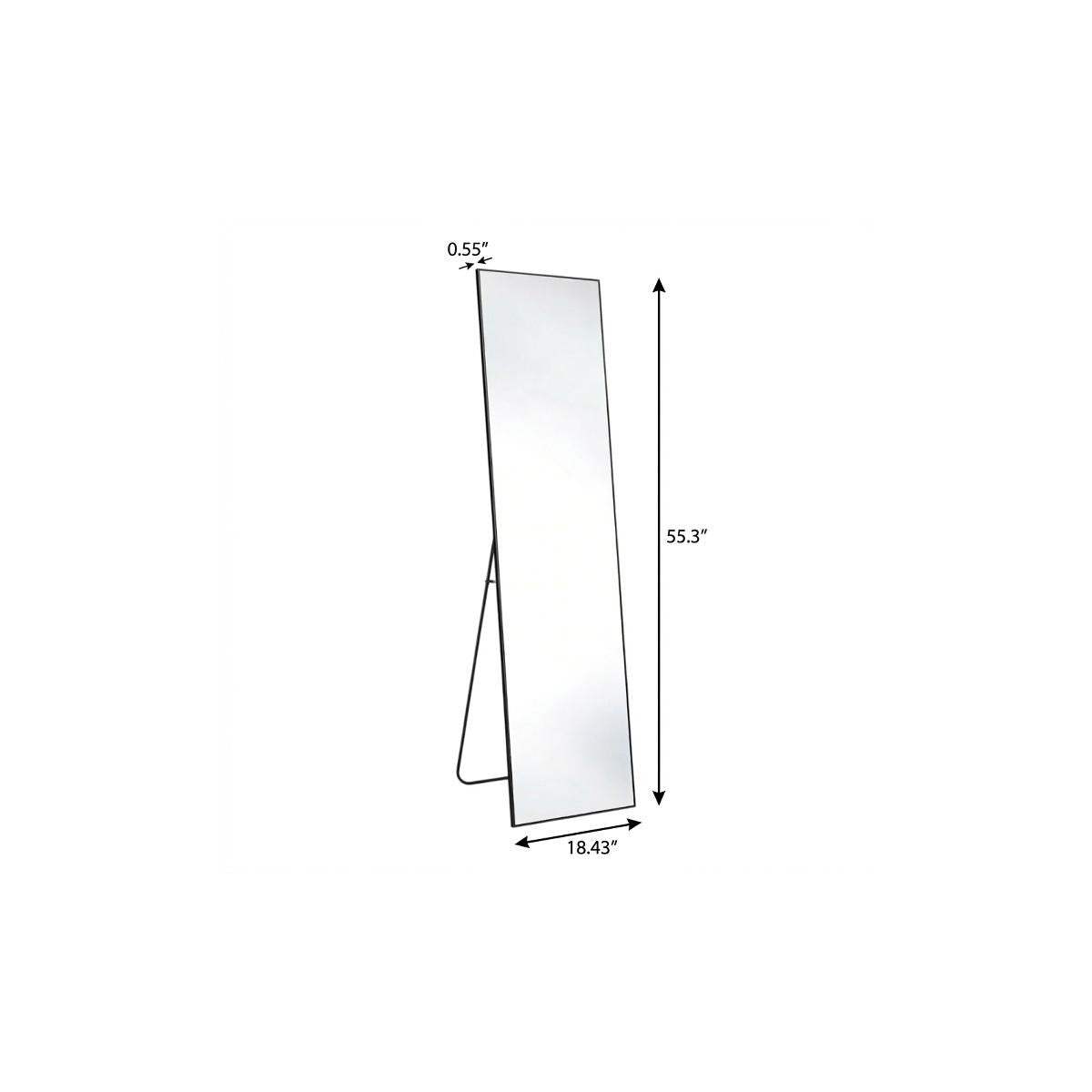 55" Black Aluminum Wall Mount Leaning Or Freestanding Framed Full Length Mirror - HomeRoots - Flyclothing LLC