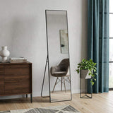 55" Black Aluminum Wall Mount Leaning Or Freestanding Framed Full Length Mirror - HomeRoots - Flyclothing LLC