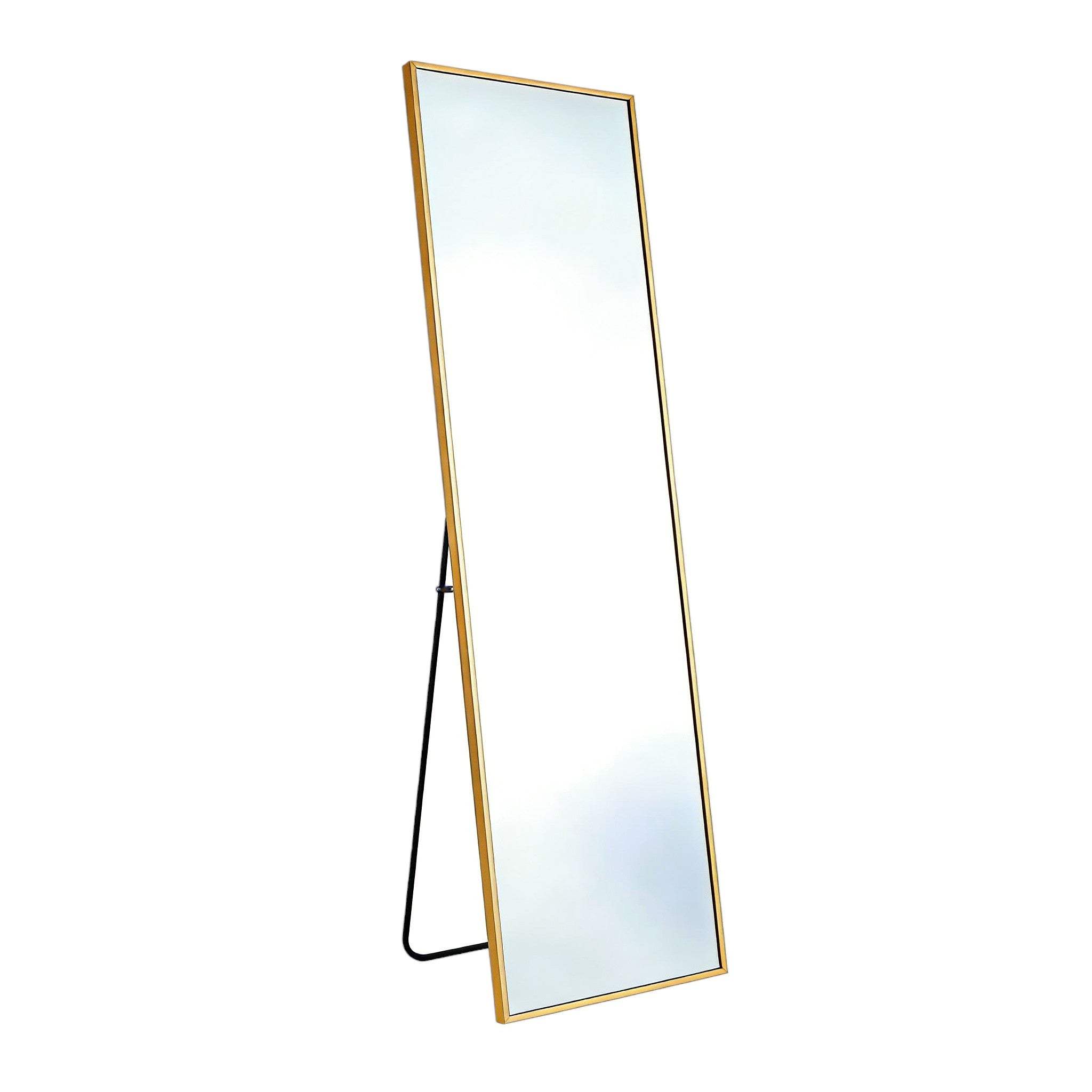 55" Gold Aluminum Freestanding And Wall Mounted Framed Full Length Mirror - HomeRoots - Flyclothing LLC