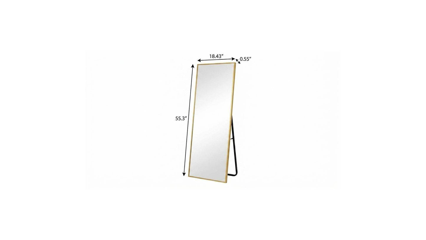 55" Gold Aluminum Freestanding And Wall Mounted Framed Full Length Mirror - HomeRoots - Flyclothing LLC
