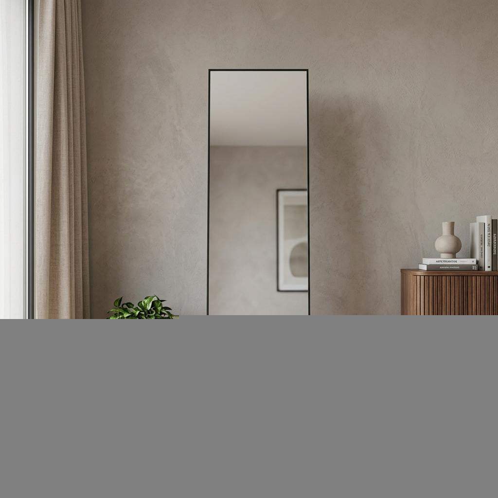 55" Black Aluminum Freestanding And Wall Mounted Framed Full Length Mirror - HomeRoots - Flyclothing LLC