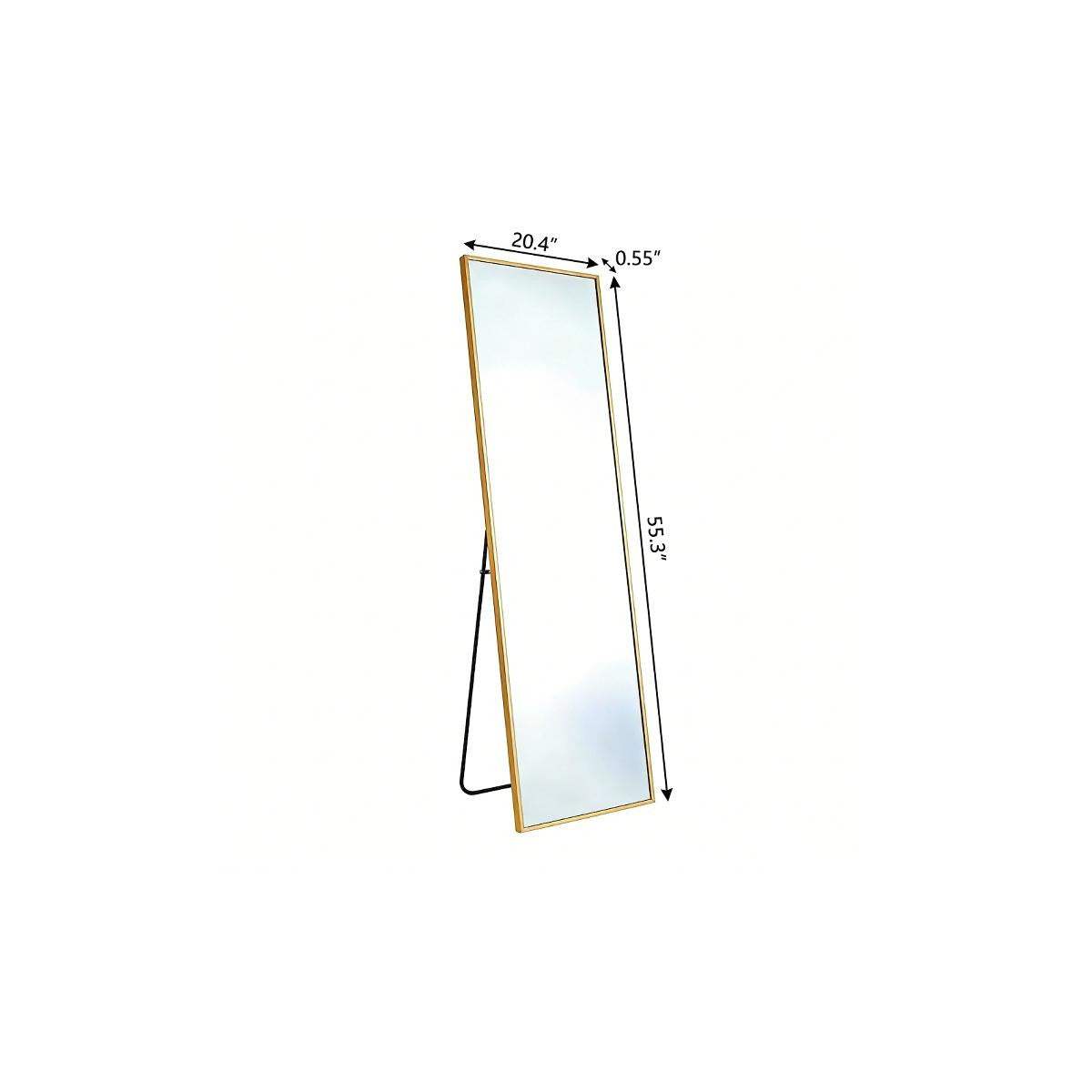 55" Gold Aluminum Freestanding And Wall Mounted Framed Full Length Mirror - HomeRoots - Flyclothing LLC