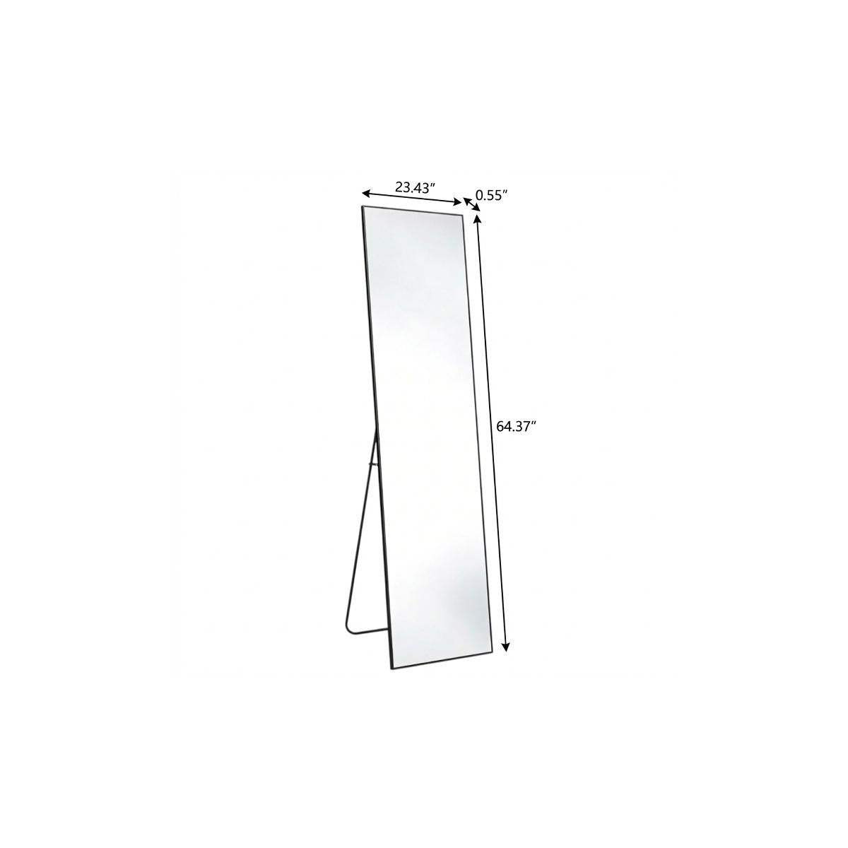 64" Black Aluminum Freestanding And Wall Mounted Framed Full Length Mirror - HomeRoots - Flyclothing LLC