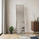 64" Black Aluminum Freestanding And Wall Mounted Framed Full Length Mirror - HomeRoots - Flyclothing LLC