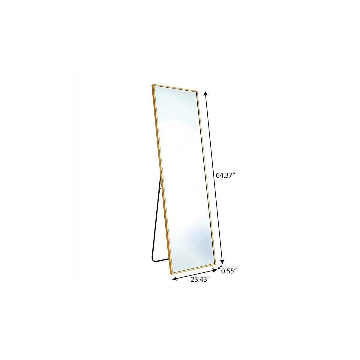 64" Gold Aluminum Freestanding And Wall Mounted Framed Full Length Mirror - HomeRoots - Flyclothing LLC