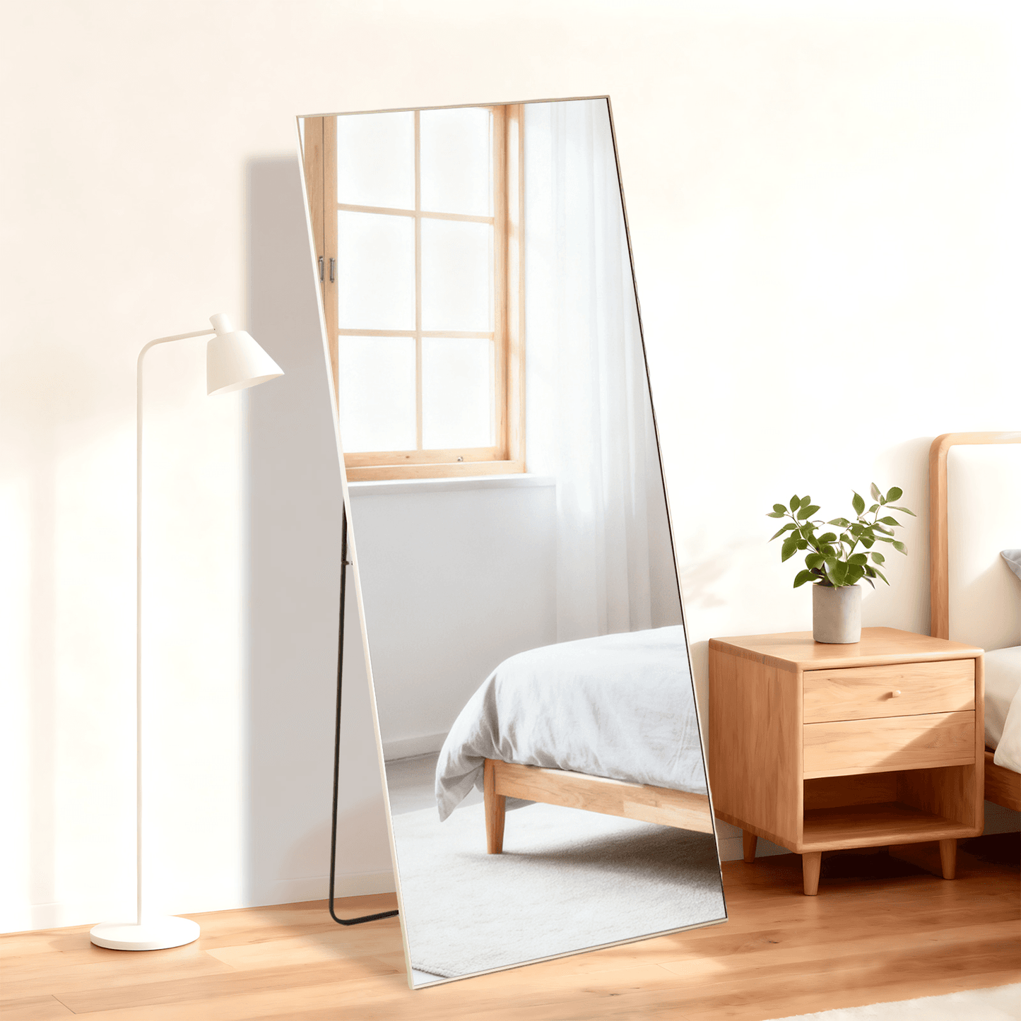 64" Gold Aluminum Freestanding And Wall Mounted Framed Full Length Mirror - HomeRoots - Flyclothing LLC