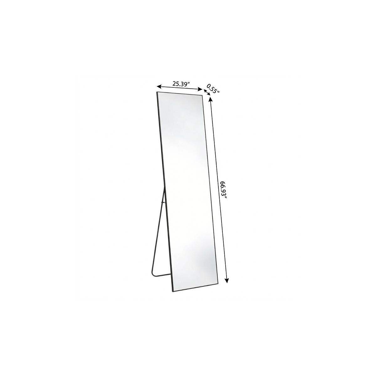 67" Black Aluminum Freestanding And Wall Mounted Framed Full Length Mirror - HomeRoots - Flyclothing LLC