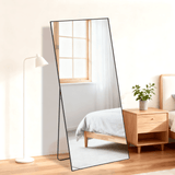 67" Black Aluminum Freestanding And Wall Mounted Framed Full Length Mirror - HomeRoots - Flyclothing LLC