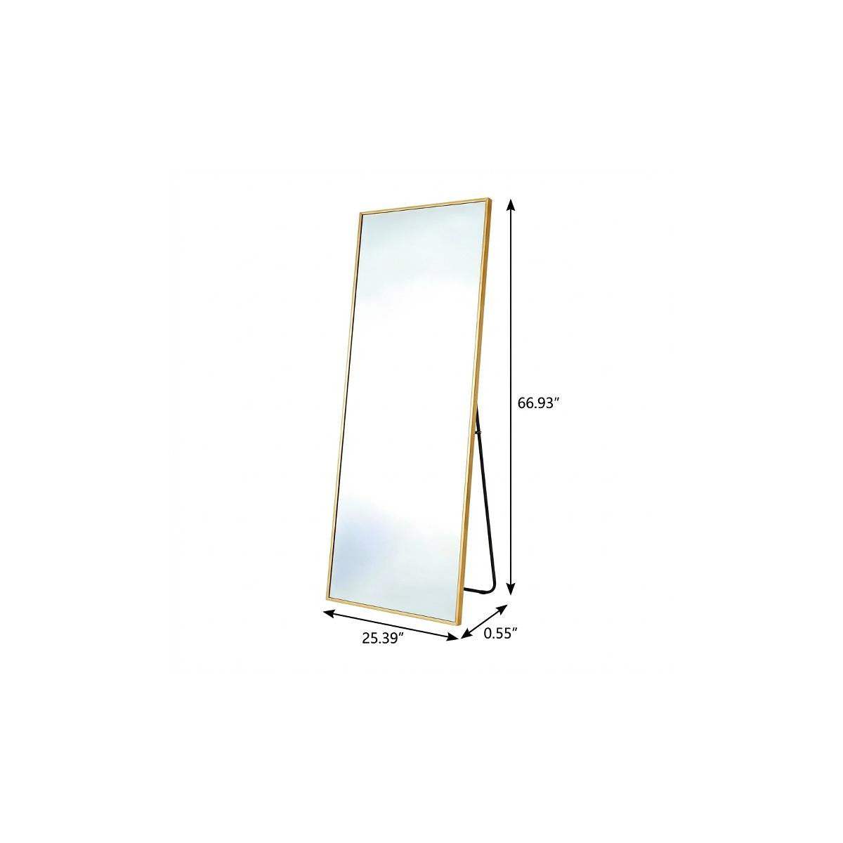 67" Gold Aluminum Freestanding And Wall Mounted Framed Full Length Mirror - HomeRoots - Flyclothing LLC