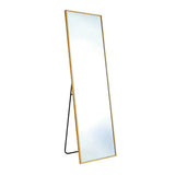 67" Gold Aluminum Freestanding And Wall Mounted Framed Full Length Mirror - HomeRoots - Flyclothing LLC