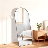55" Black Aluminum Arch Freestanding And Wall Mounted Framed Full Length Mirror - HomeRoots - Flyclothing LLC