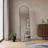 55" Black Aluminum Arch Freestanding And Wall Mounted Framed Full Length Mirror - HomeRoots - Flyclothing LLC