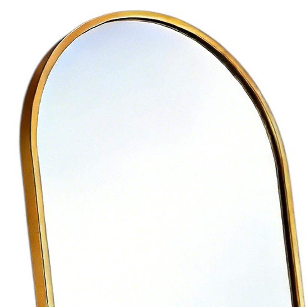 55" Gold Aluminum Arch Freestanding And Wall Mounted Framed Full Length Mirror - HomeRoots - Flyclothing LLC