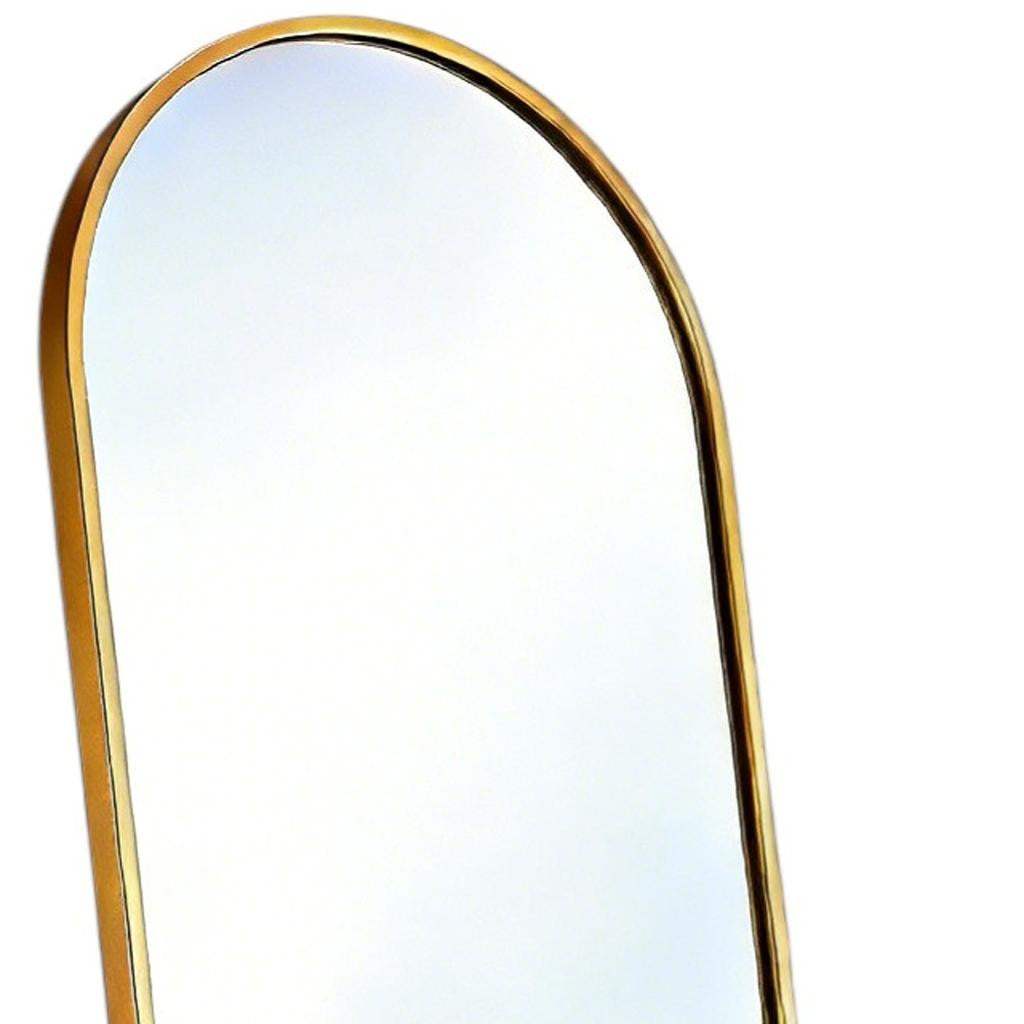 55" Gold Aluminum Arch Freestanding And Wall Mounted Framed Full Length Mirror - HomeRoots - Flyclothing LLC