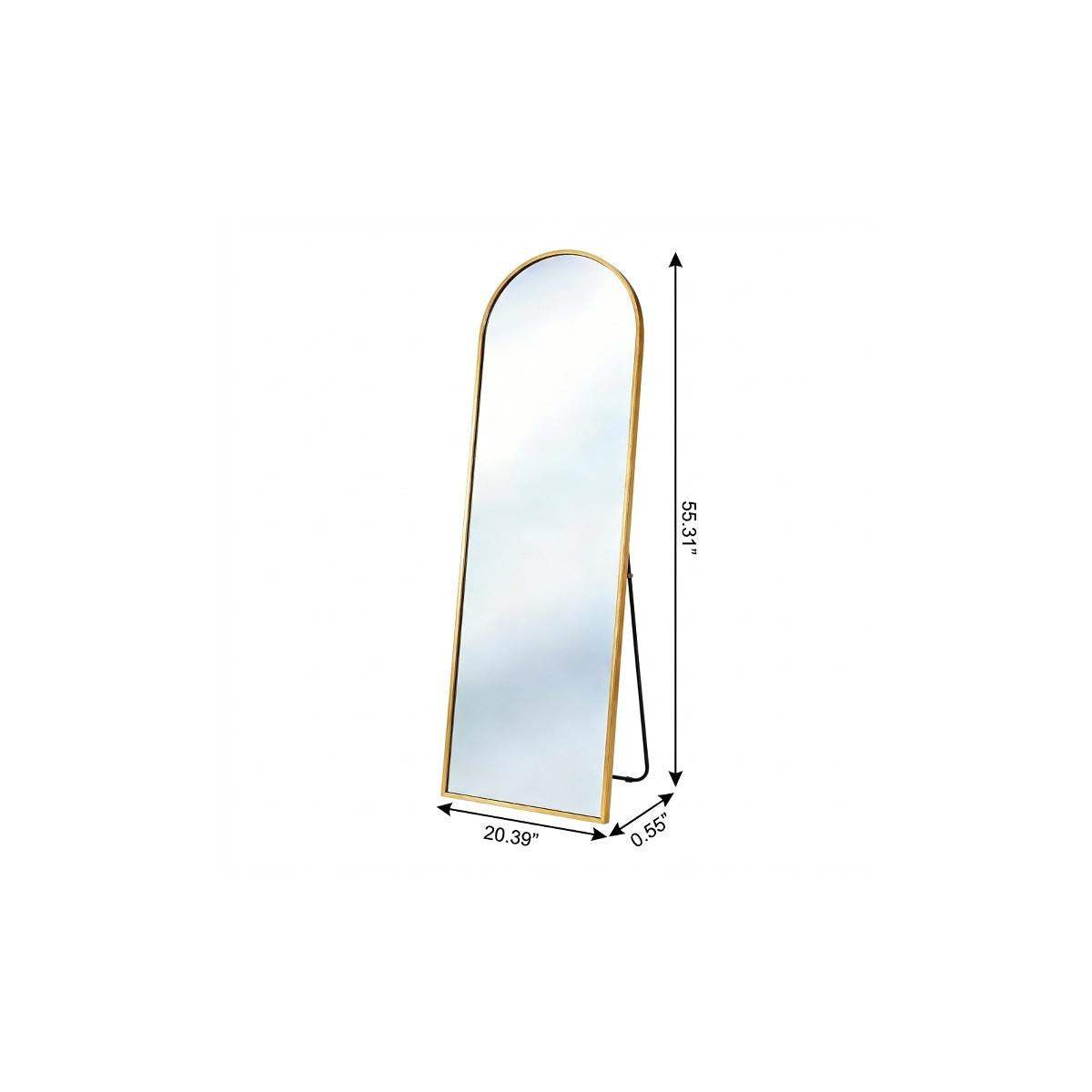 55" Gold Aluminum Arch Freestanding And Wall Mounted Framed Full Length Mirror - HomeRoots - Flyclothing LLC