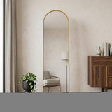 55" Gold Aluminum Arch Freestanding And Wall Mounted Framed Full Length Mirror - HomeRoots - Flyclothing LLC