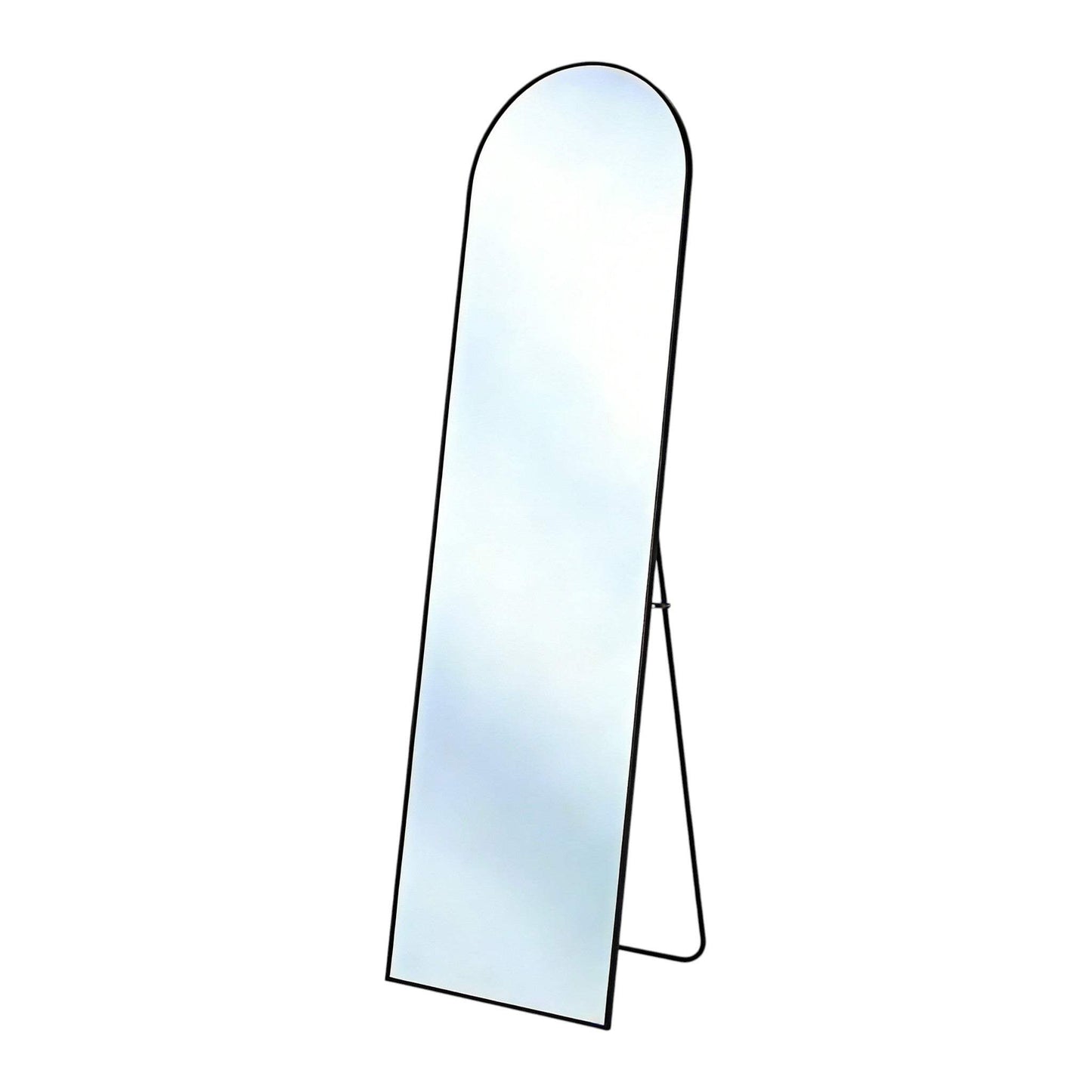 57" Black Aluminum Arch Freestanding And Wall Mounted Framed Full Length Mirror - HomeRoots - Flyclothing LLC