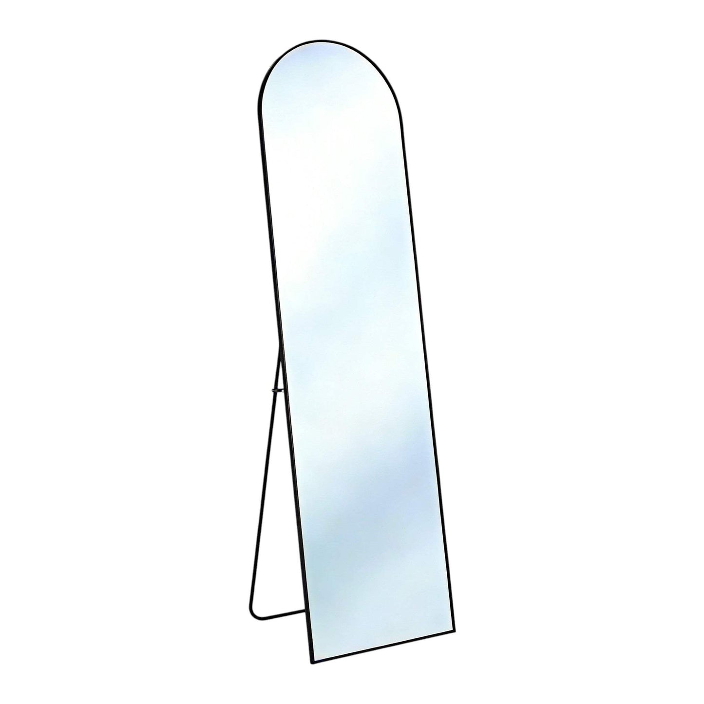 57" Black Aluminum Arch Freestanding And Wall Mounted Framed Full Length Mirror - HomeRoots - Flyclothing LLC