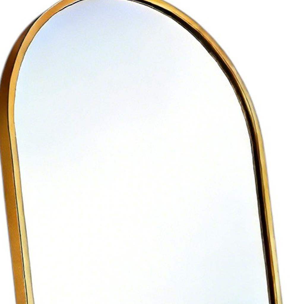 57" Gold Aluminum Arch Freestanding And Wall Mounted Framed Full Length Mirror - HomeRoots - Flyclothing LLC