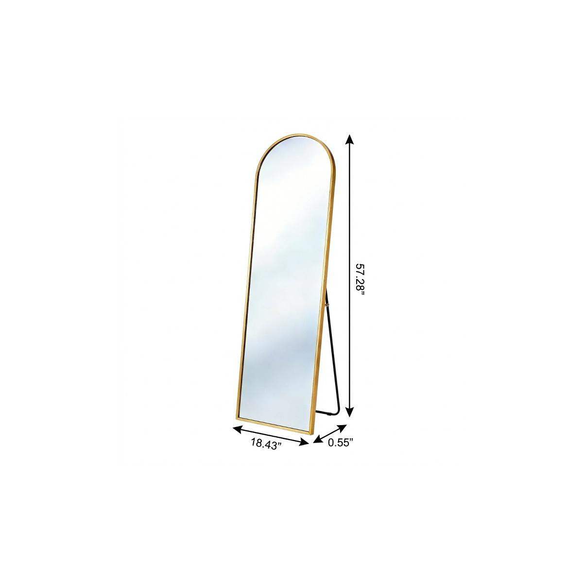 57" Gold Aluminum Arch Freestanding And Wall Mounted Framed Full Length Mirror - HomeRoots - Flyclothing LLC