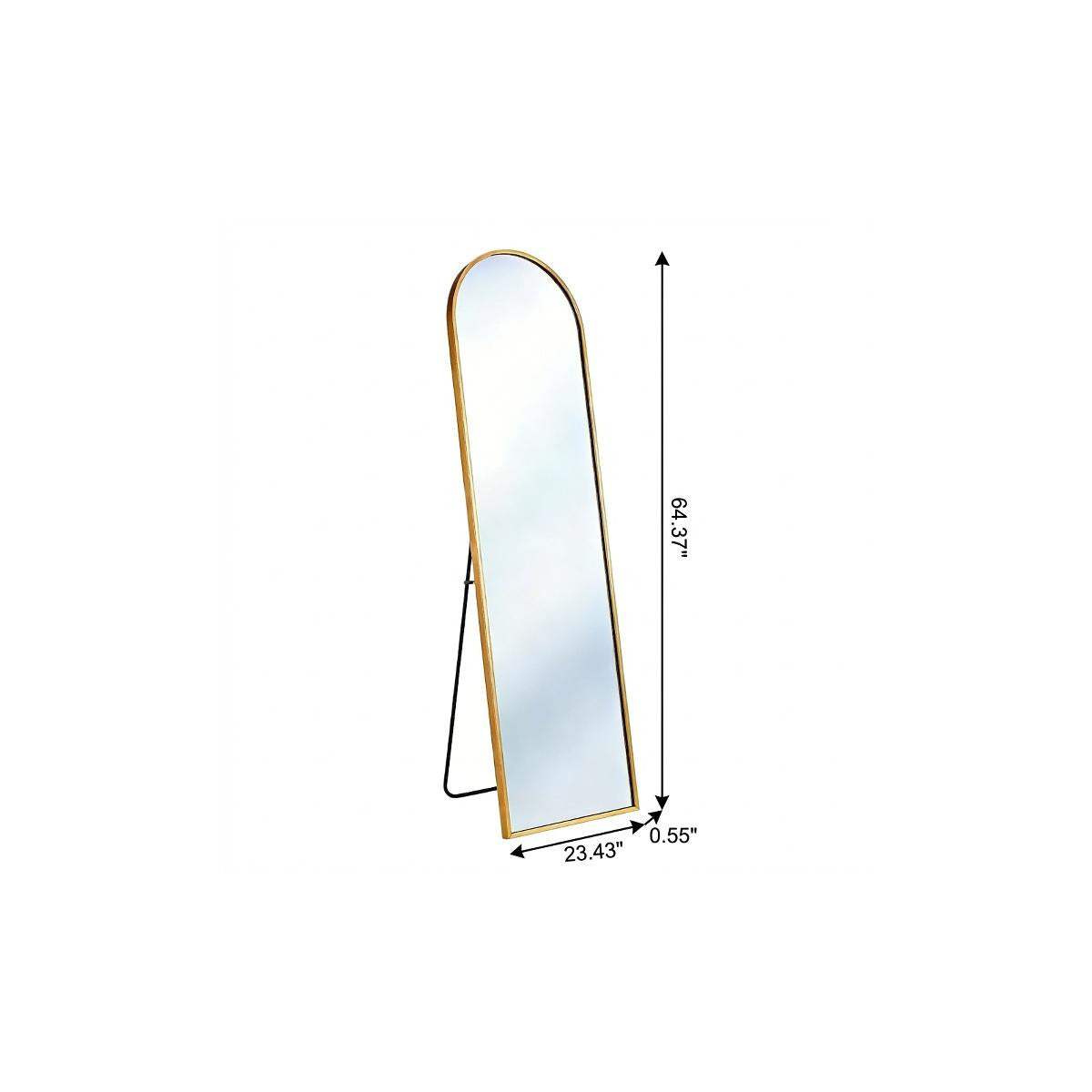 64" Gold Aluminum Arch Freestanding And Wall Mounted Framed Full Length Mirror - HomeRoots - Flyclothing LLC