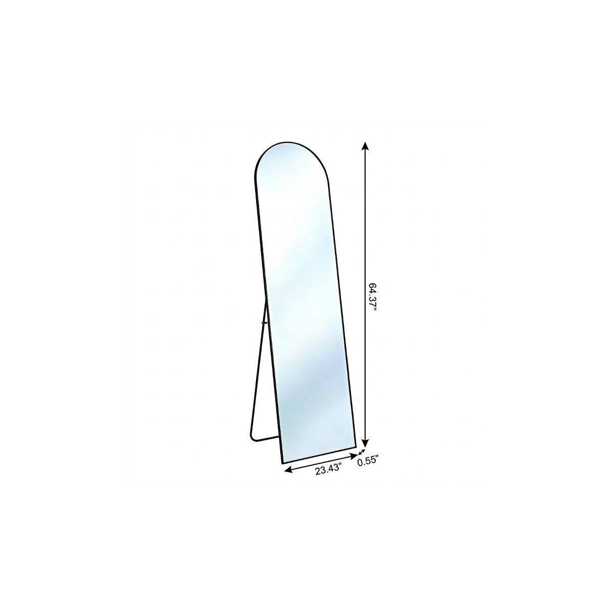 64" Black Aluminum Arch Freestanding And Wall Mounted Framed Full Length Mirror - HomeRoots - Flyclothing LLC