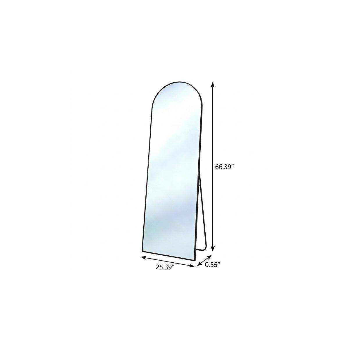 66" Black Aluminum Arch Freestanding And Wall Mounted Framed Full Length Mirror - HomeRoots - Flyclothing LLC