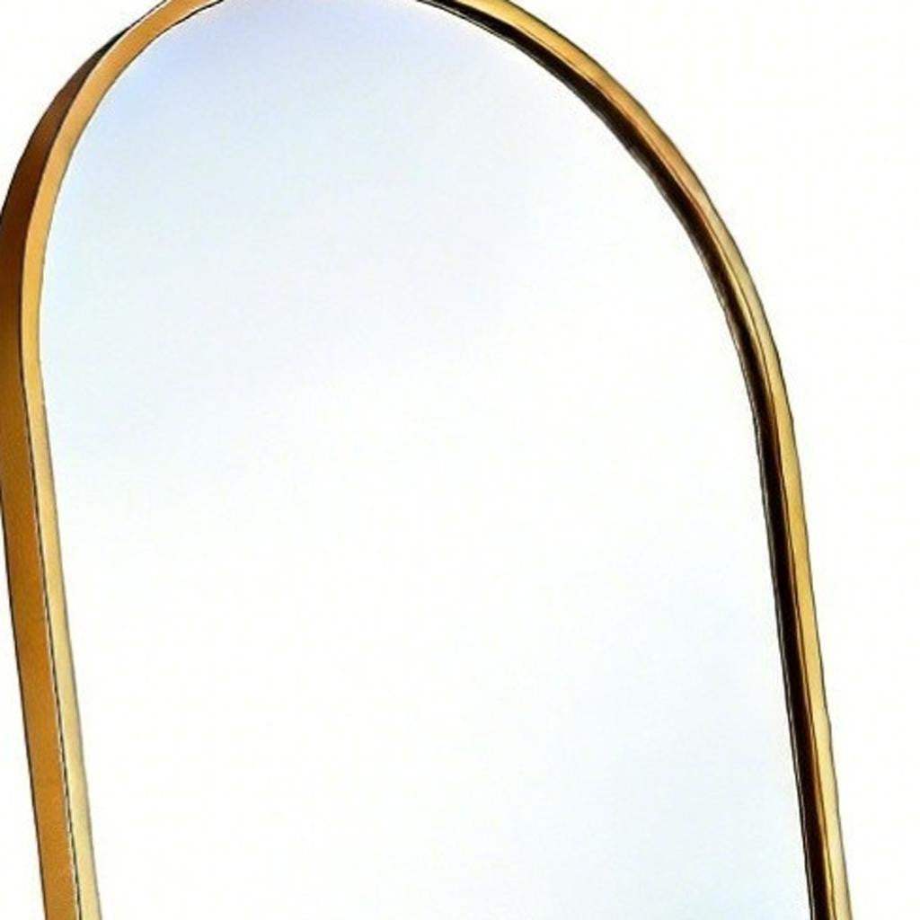 66" Gold Aluminum Arch Wall Mounted And Freestanding Framed Full Length Mirror - HomeRoots - Flyclothing LLC