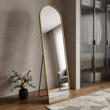 66" Gold Aluminum Arch Wall Mounted And Freestanding Framed Full Length Mirror - HomeRoots - Flyclothing LLC