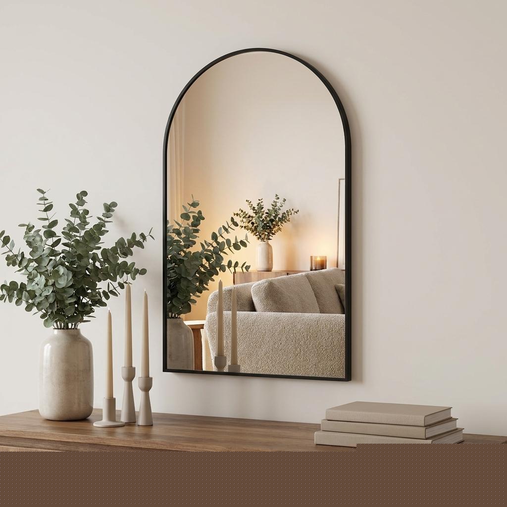 30" Black Aluminum Arch Framed Anti Fog Accent Mirror - HomeRoots - Flyclothing LLC