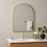 30" Gold Aluminum Arch Framed Anti Fog Accent Mirror - HomeRoots - Flyclothing LLC