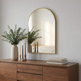 30" Gold Aluminum Arch Framed Anti Fog Accent Mirror - HomeRoots - Flyclothing LLC