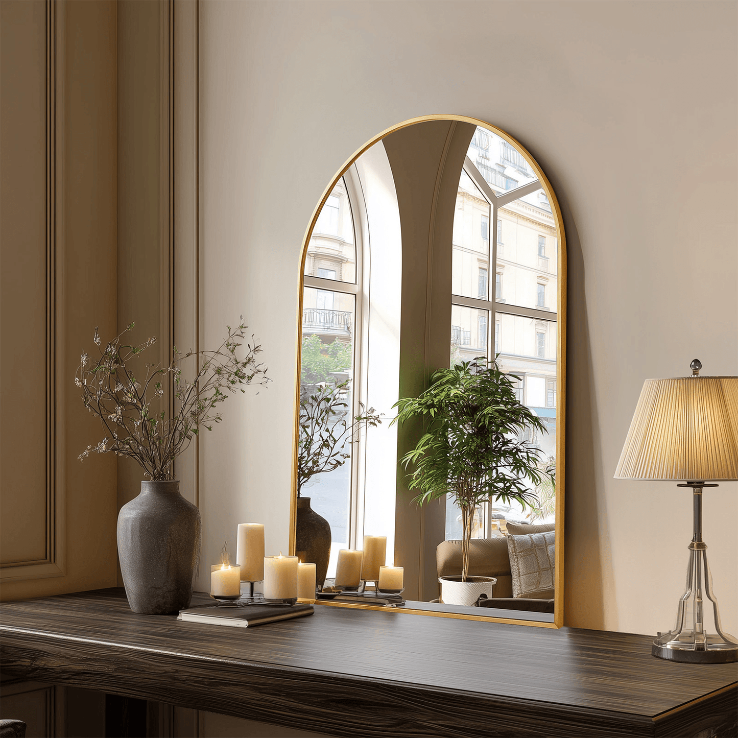 30" Gold Aluminum Arch Framed Anti Fog Accent Mirror - HomeRoots - Flyclothing LLC