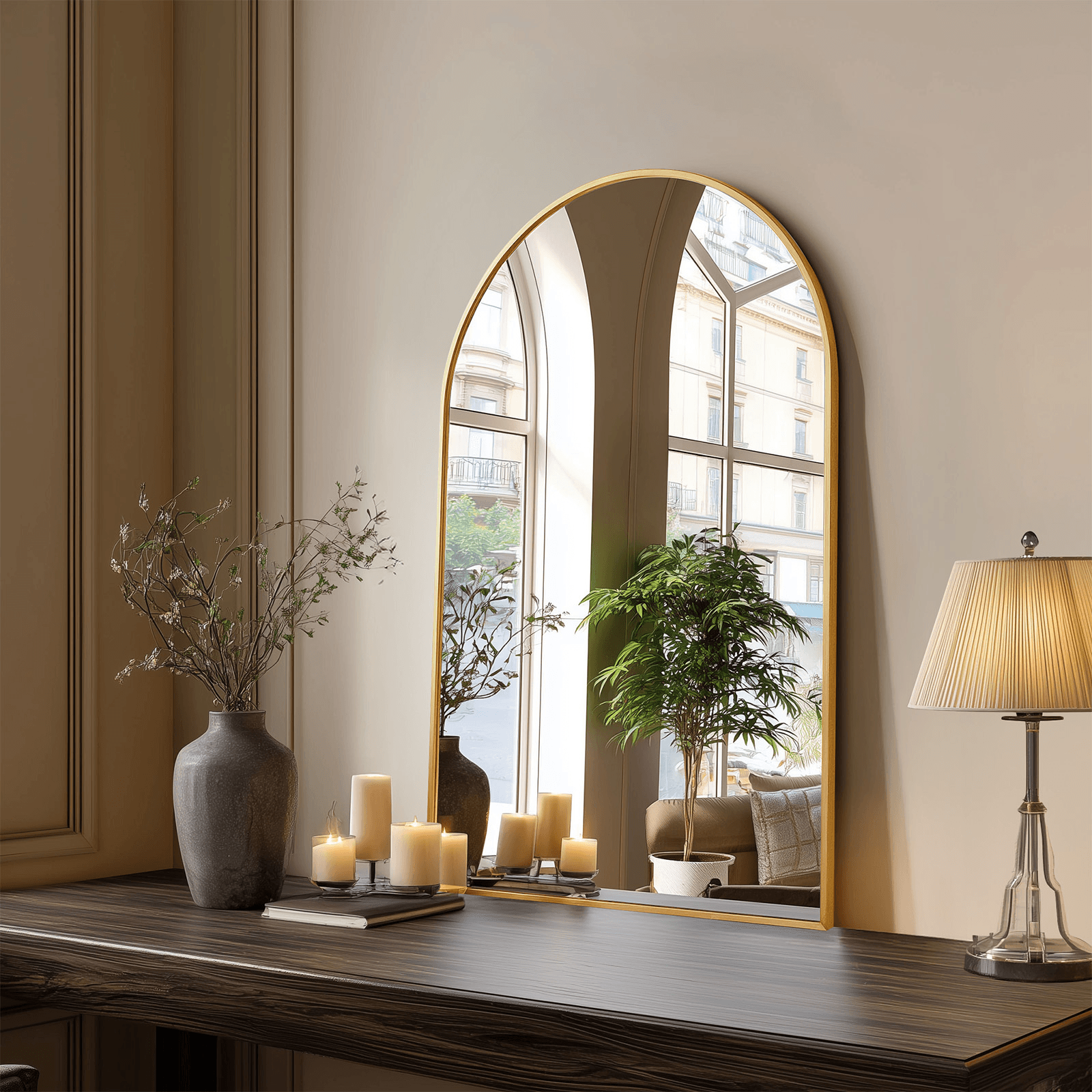 30" Gold Aluminum Arch Framed Anti Fog Accent Mirror - HomeRoots - Flyclothing LLC