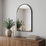35" Black Aluminum Arch Framed Anti Fog Accent Mirror - HomeRoots - Flyclothing LLC
