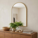 35" Gold Aluminum Arch Framed Anti Fog Accent Mirror - HomeRoots - Flyclothing LLC