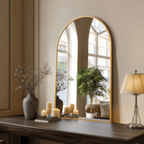 35" Gold Aluminum Arch Framed Anti Fog Accent Mirror - HomeRoots - Flyclothing LLC
