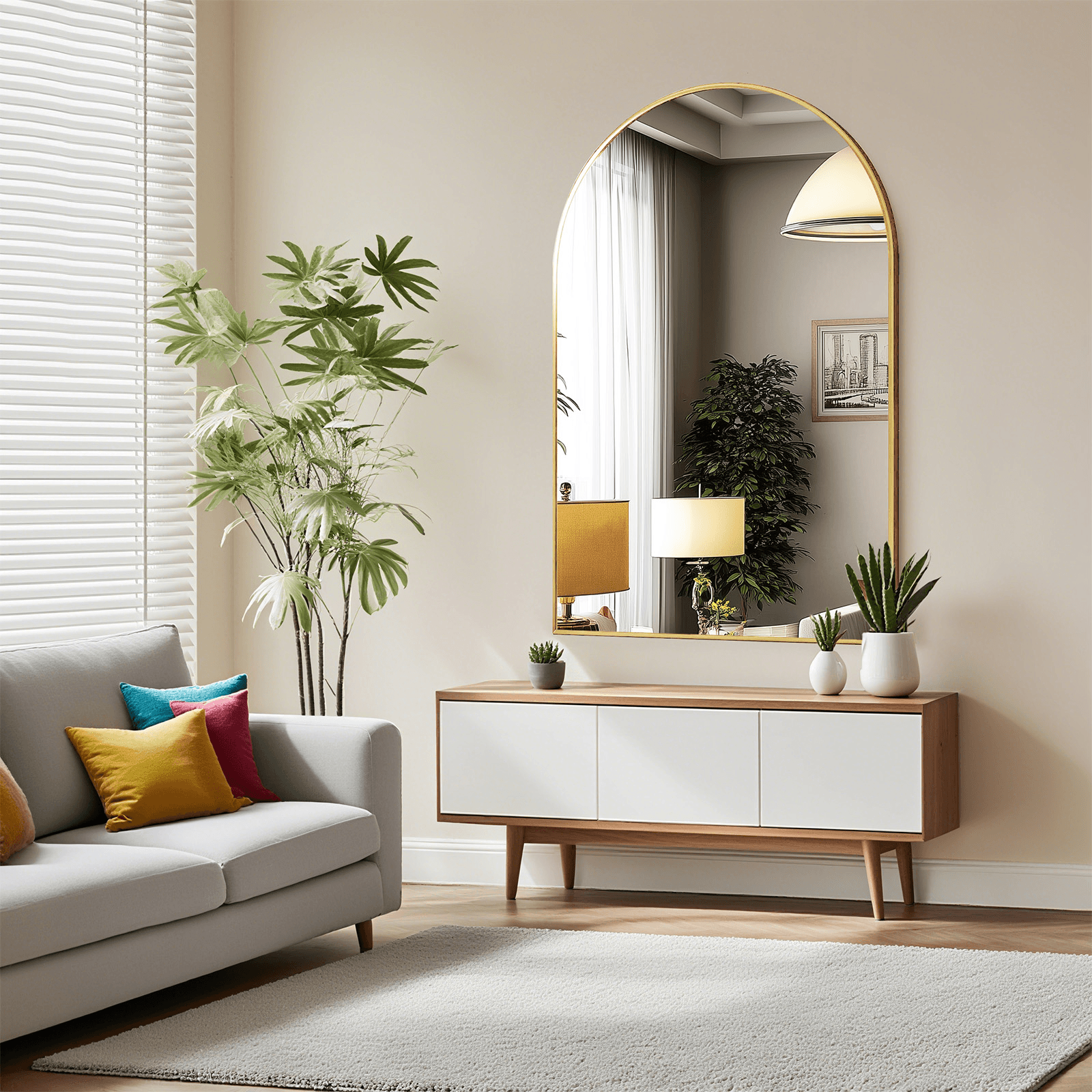 35" Gold Aluminum Arch Framed Anti Fog Accent Mirror - HomeRoots - Flyclothing LLC