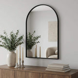 38" Black Aluminum Arch Framed Anti Fog Accent Mirror - HomeRoots - Flyclothing LLC