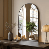 38" Black Aluminum Arch Framed Anti Fog Accent Mirror - HomeRoots - Flyclothing LLC