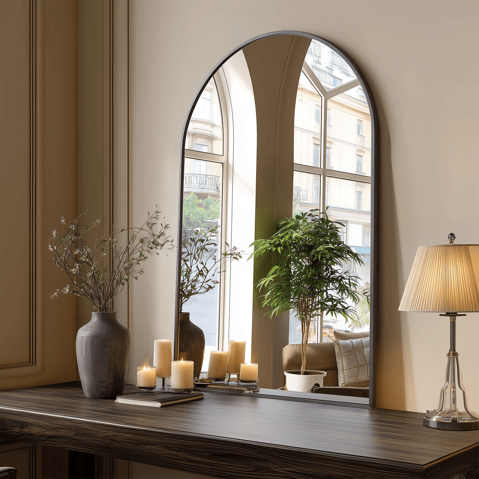 38" Black Aluminum Arch Framed Anti Fog Accent Mirror - HomeRoots - Flyclothing LLC