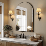 38" Black Aluminum Arch Framed Anti Fog Accent Mirror - HomeRoots - Flyclothing LLC