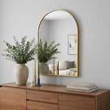 38" Gold Aluminum Arch Framed Anti Fog Accent Mirror - HomeRoots - Flyclothing LLC