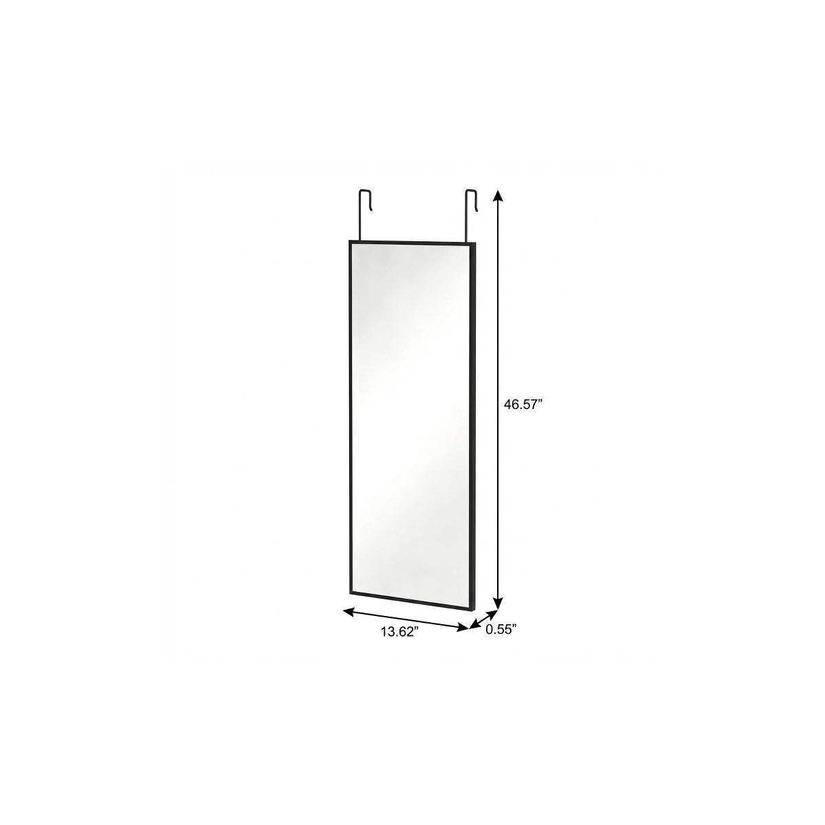 47" Black Aluminum Over the Door Framed Accent Mirror - HomeRoots - Flyclothing LLC