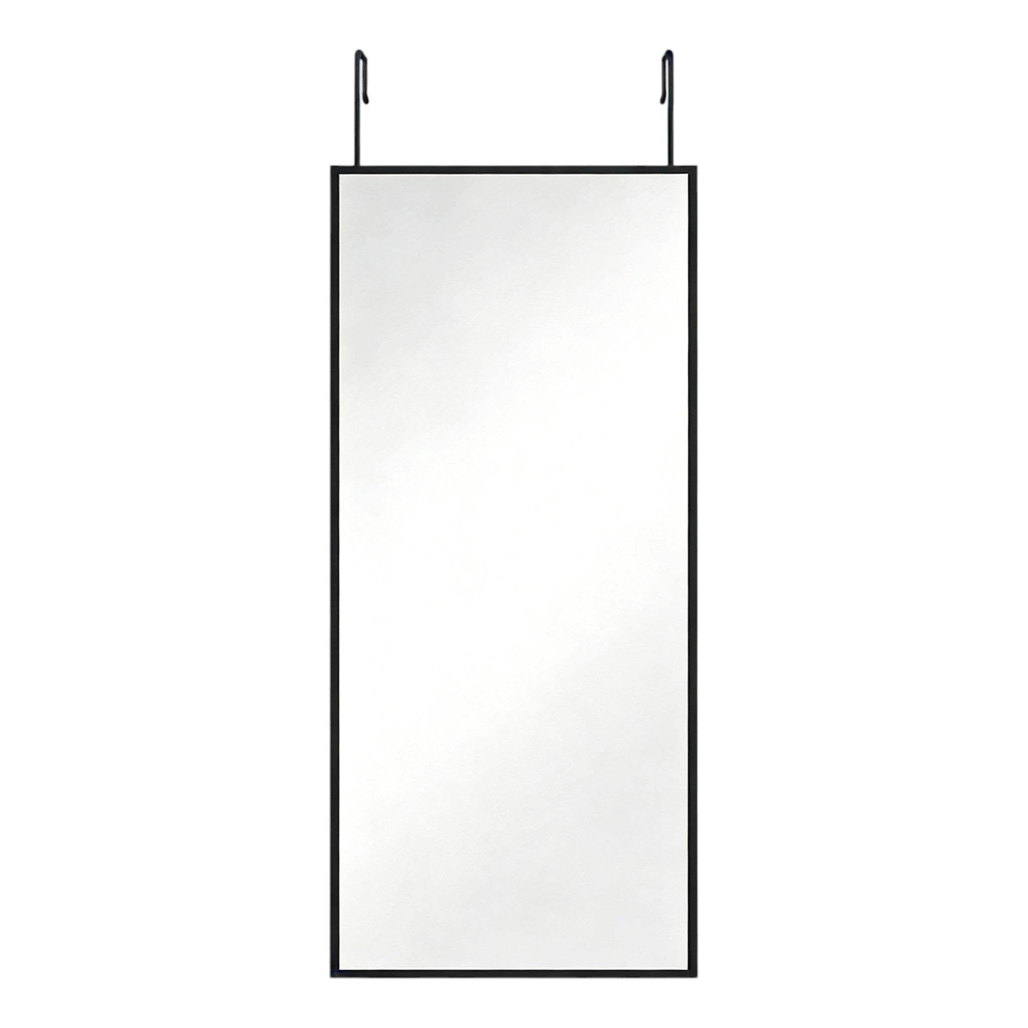 47" Black Aluminum Over the Door Framed Accent Mirror - HomeRoots - Flyclothing LLC
