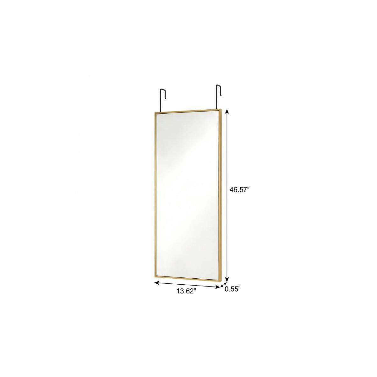 47" Gold Aluminum Over the Door Framed Accent Mirror - HomeRoots - Flyclothing LLC