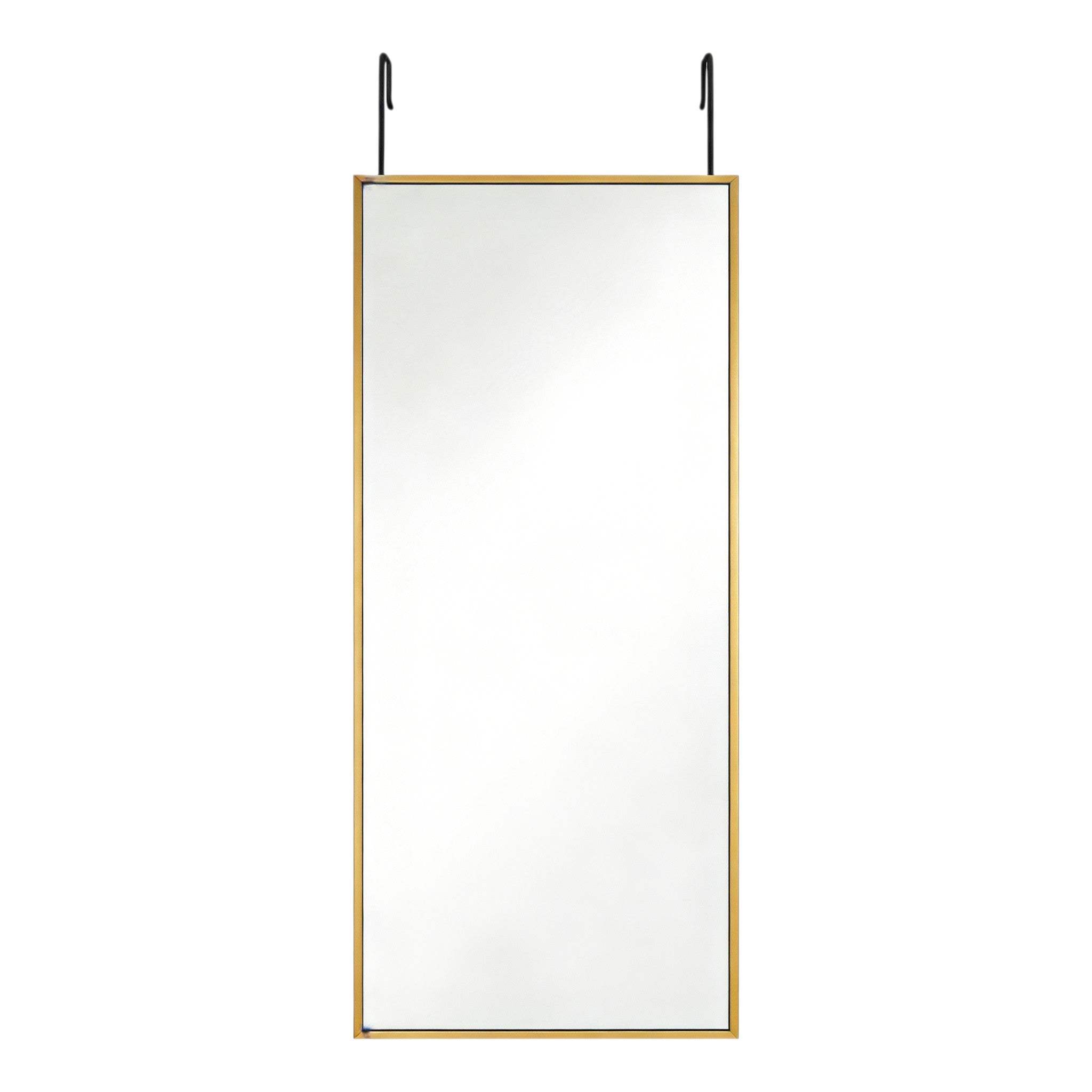 47" Gold Aluminum Over the Door Framed Accent Mirror - HomeRoots - Flyclothing LLC