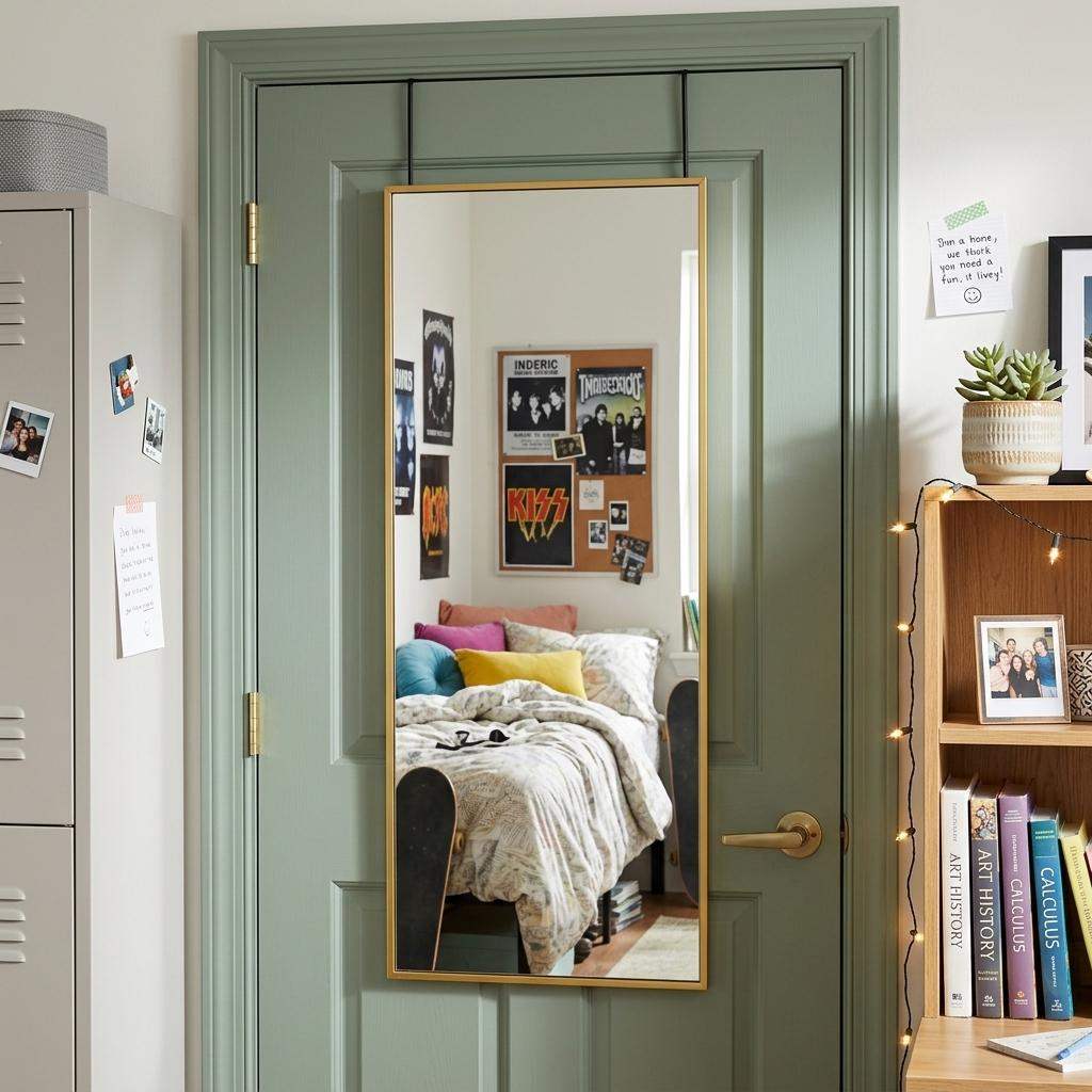 47" Gold Aluminum Over the Door Framed Accent Mirror - HomeRoots - Flyclothing LLC